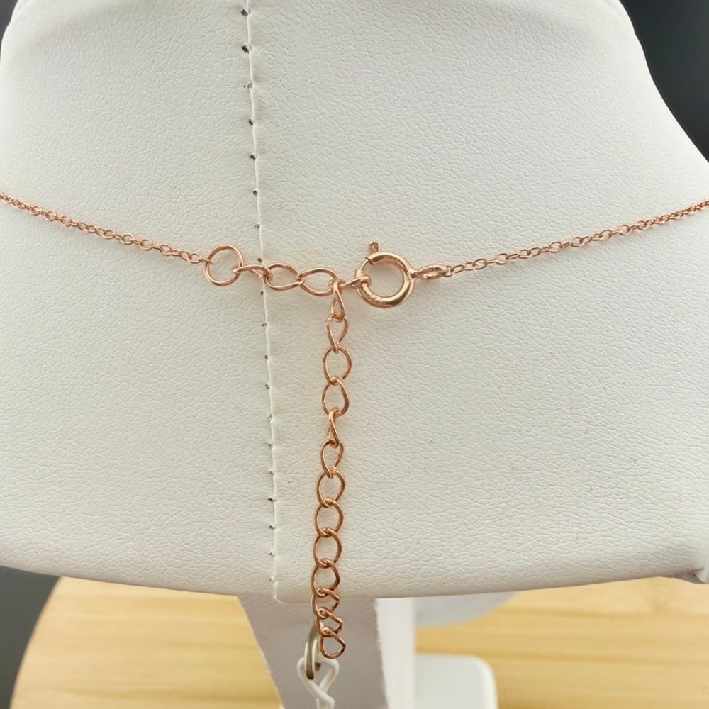 Rose Gold Sterling Silver Heart Pendant Necklace Yellow Crystal Statement Boho - Picture 4 of 6